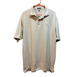 Peter Milar summer comfort golf polo men’s XL white blue orange streamsong logo